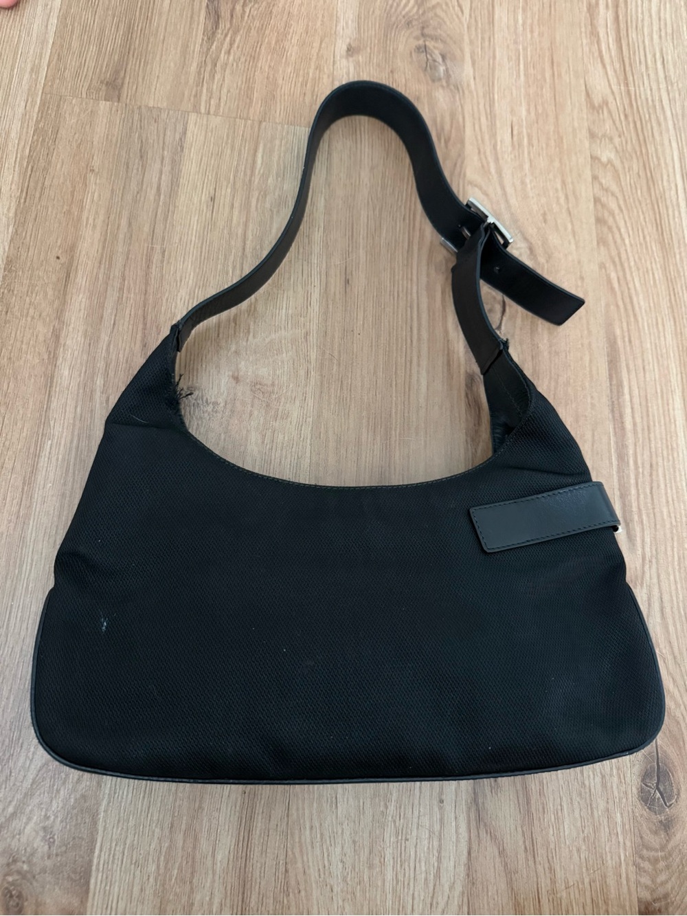 Authentic Salvatore Ferragamo Black Leather Trim Gancini Hobo Shoulder Bag - Picture 5 of 9